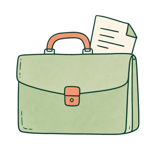Briefcase with papers